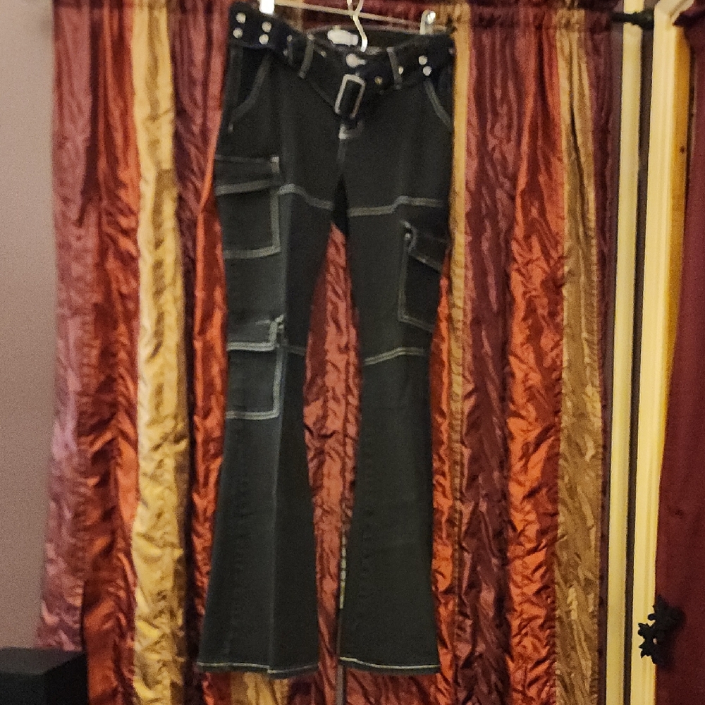 Rue21 Black Flare Women's Cargo Jeans